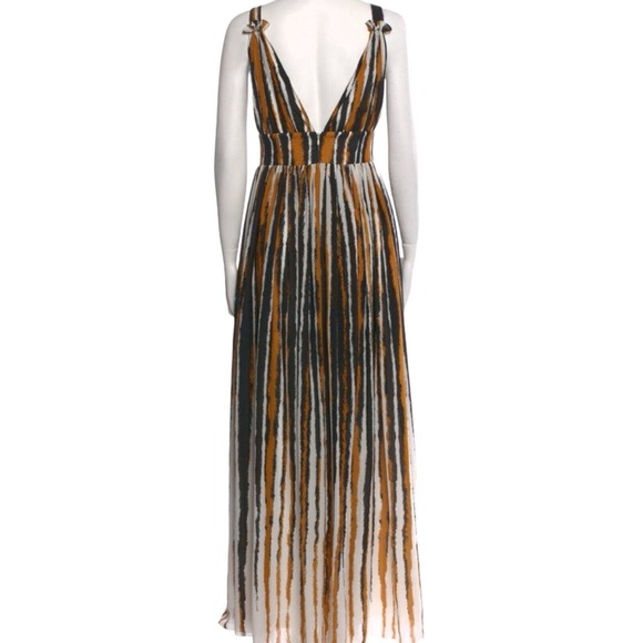 Ronny Kobo Brown Black Tiger Striped V Neck Maxi Dress Size Medium - Picture 3 of 9